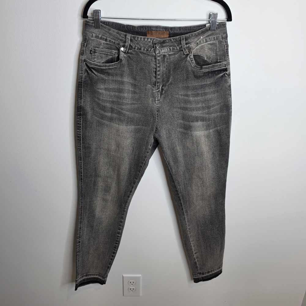 Judy Blue Skinny Jeans Womens 15/32 Gray High Rise Raw Hem JB88792 GRY